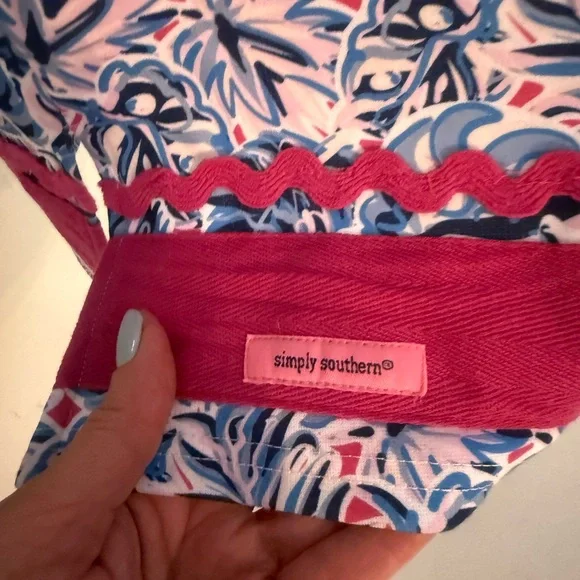 Simply Southern Blue and White Sleeveless V-Neck Sundress - Picture 7 of 10